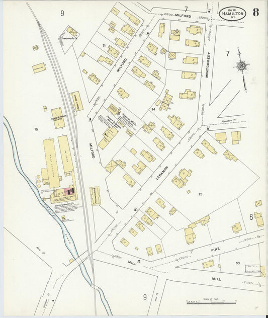 Sanborn Fire Insurance Map from Hamilton, Madison County, New York (1911), Sheet #0008 - Historic Sanborn Fire Insurance Map Print, vintage old map wall art, antique decor, genealogy gift, New York New York map