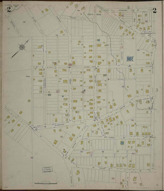 Sanborn Fire Insurance Map from Clark's Summit, Lackawanna County, Pennsylvania (1942), Sheet #0002 - Historic Sanborn Fire Insurance Map Print, vintage old map wall art, antique decor, genealogy gift, Pennsylvania Pennsylvania map