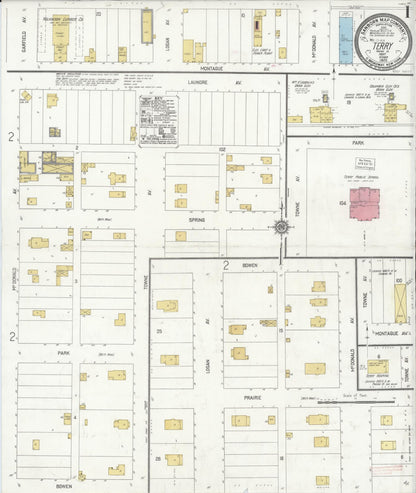 Sanborn Fire Insurance Map from Terry, Prairie County, Montana (1920), Sheet #0001 - Complete Map Set gallery image, historic Sanborn map, vintage wall art, Montana Montana