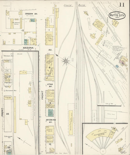 Sanborn Fire Insurance Map from Butte, Silver Bow County, Montana (1888), Sheet #0011 - Complete Map Set gallery image, historic Sanborn map, vintage wall art, Montana Montana