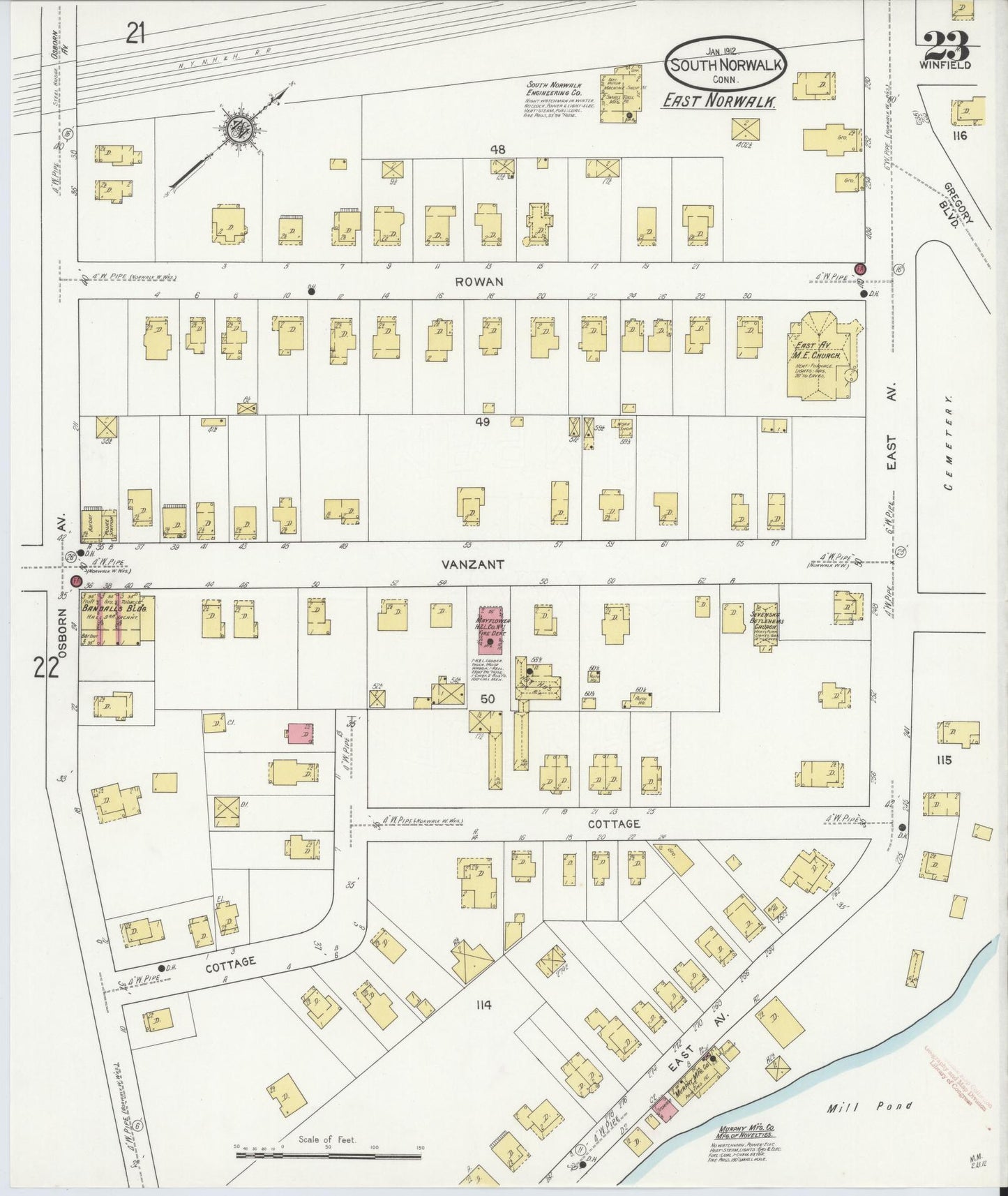 Sanborn Fire Insurance Map from South Norwalk, Fairfield County, Connecticut (1912), Sheet #0023 - Complete Map Set gallery image, historic Sanborn map, vintage wall art, Connecticut Connecticut