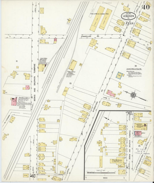 Sanborn Fire Insurance Map from Lebanon, Lebanon County, Pennsylvania (1912), Sheet #0040 - Historic Sanborn Fire Insurance Map Print, vintage old map wall art, antique decor, genealogy gift, Pennsylvania Pennsylvania map