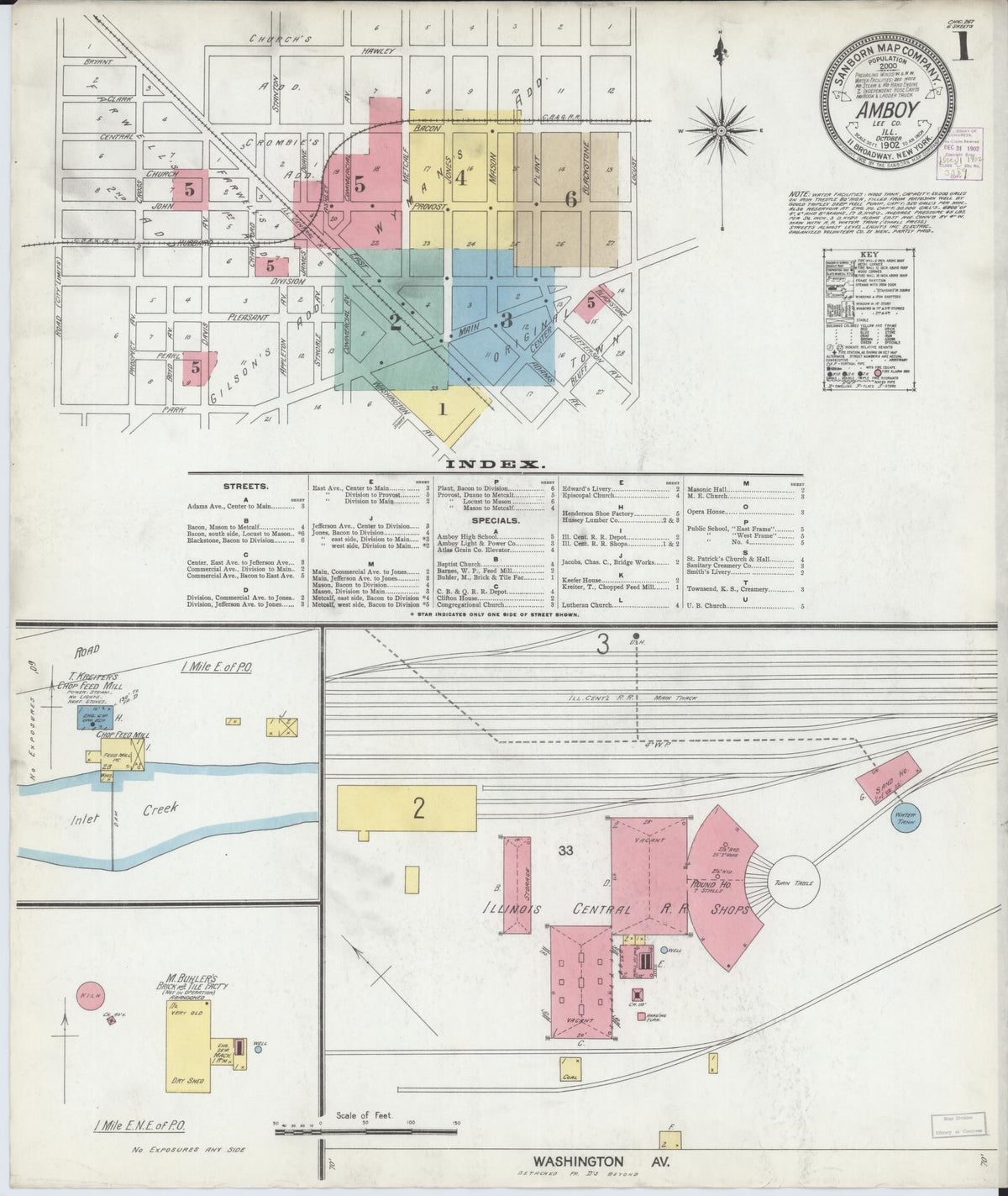 Sanborn Fire Insurance Map from Amboy, Lee County, Illinois (1902), Sheet #0001 - Complete Map Set gallery image, historic Sanborn map, vintage wall art, Illinois Illinois