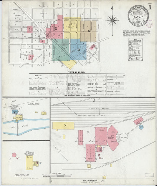 Sanborn Fire Insurance Map from Amboy, Lee County, Illinois (1902), Sheet #0001 - Complete Map Set gallery image, historic Sanborn map, vintage wall art, Illinois Illinois