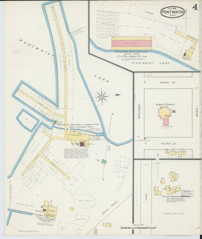 Sanborn Fire Insurance Map from Pentwater, Oceana County, Michigan (1892), Sheet #0004 - Complete Map Set gallery image, historic Sanborn map, vintage wall art, Michigan Michigan