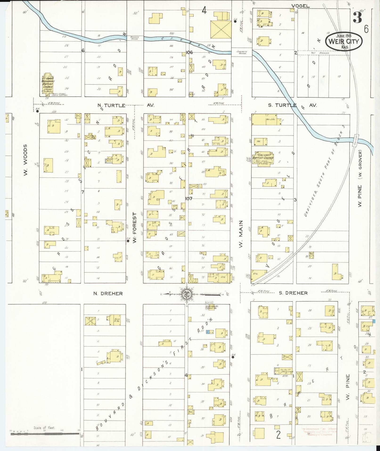 Sanborn Fire Insurance Map from Weir, Cherokee County, Kansas (1915), Sheet #0003 - Historic Sanborn Fire Insurance Map Print, vintage old map wall art, antique decor, genealogy gift, Kansas Kansas map