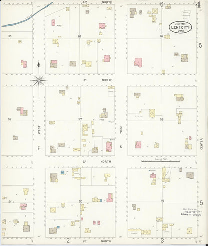 Sanborn Fire Insurance Map from Lehi, Utah County, Utah (1898), Sheet #0004 - Complete Map Set gallery image, historic Sanborn map, vintage wall art, Lehi Utah