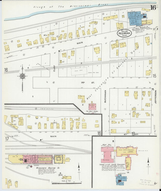 Sanborn Fire Insurance Map from Red Wing, Goodhue County, Minnesota (1910), Sheet #0016 - Historic Sanborn Fire Insurance Map Print, vintage old map wall art, antique decor, genealogy gift, Minnesota Minnesota map