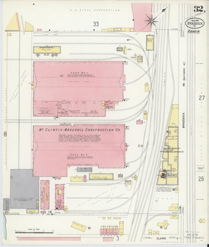 Sanborn Fire Insurance Map from Braddock, Allegheny County, Pennsylvania (1908), Sheet #0032 - Complete Map Set gallery image, historic Sanborn map, vintage wall art, Pennsylvania Pennsylvania