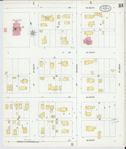 Sanborn Fire Insurance Map from Fargo, Cass County, North Dakota (1901), Sheet #0018 - Complete Map Set gallery image, historic Sanborn map, vintage wall art, North Dakota North Dakota