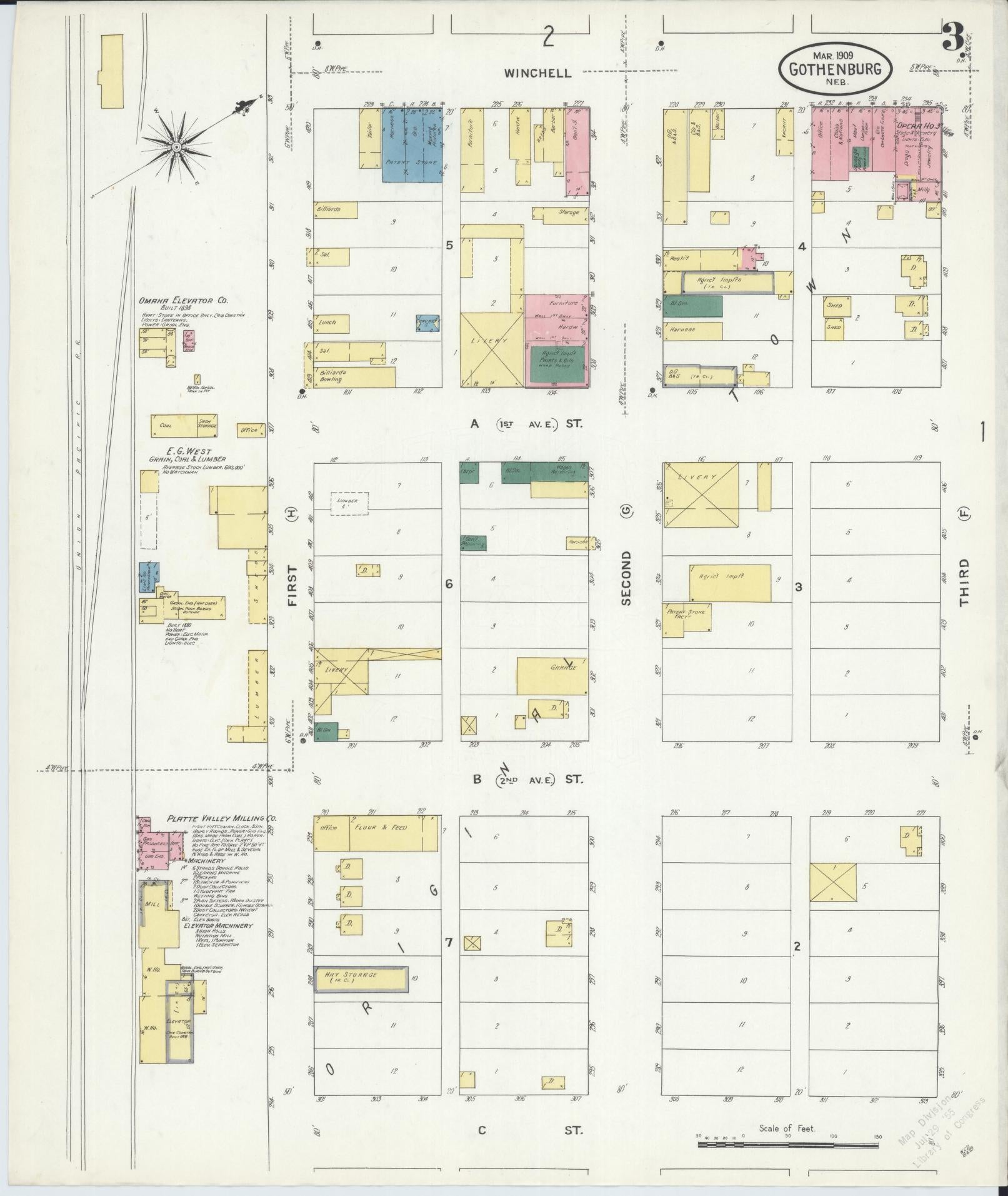 Sanborn Fire Insurance Map from Gothenburg, Dawson County, Nebraska (1909), Sheet #0003 - Complete Map Set gallery image, historic Sanborn map, vintage wall art, Nebraska Nebraska