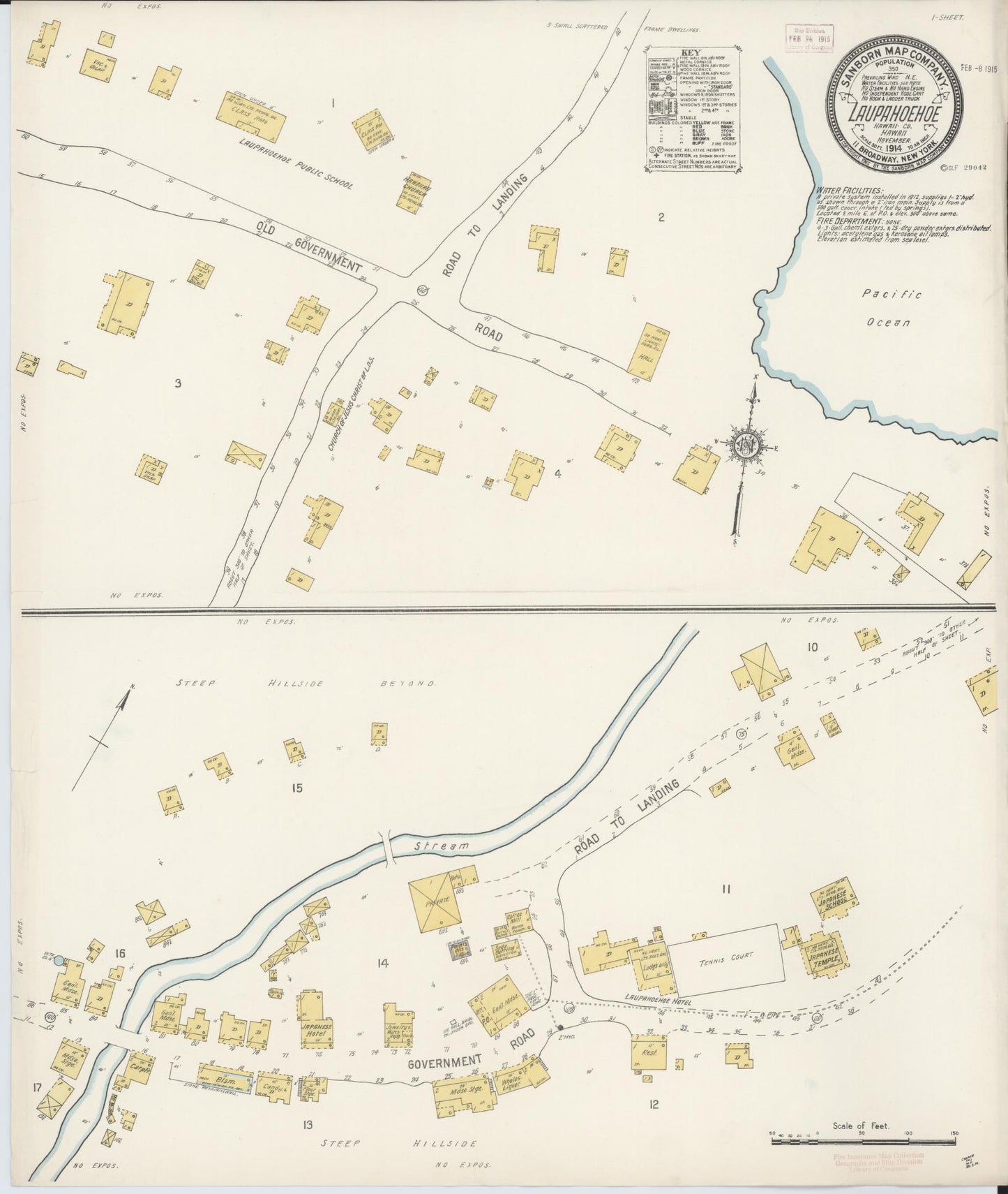Sanborn Fire Insurance Map from Laupahoehoe, Hawaii County, Hawaii (1914), Sheet #0001 - Historic Sanborn Fire Insurance Map Print, vintage old map wall art, antique decor, genealogy gift, Laupahoehoe Hawaii map