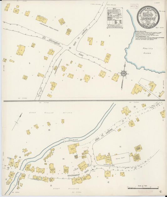 Sanborn Fire Insurance Map from Laupahoehoe, Hawaii County, Hawaii (1914), Sheet #0001 - Historic Sanborn Fire Insurance Map Print, vintage old map wall art, antique decor, genealogy gift, Laupahoehoe Hawaii map