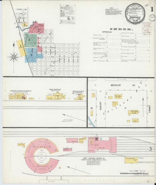 Sanborn Fire Insurance Map from Barnesville, Clay County, Minnesota (1899), Sheet #0001 - Complete Map Set gallery image, historic Sanborn map, vintage wall art, Minnesota Minnesota