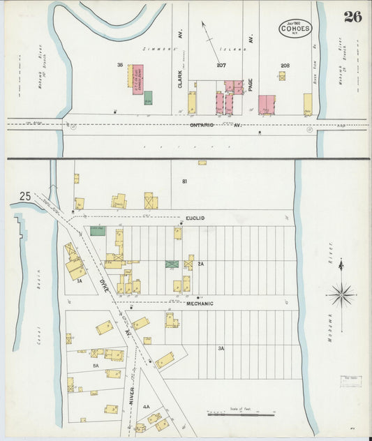 Sanborn Fire Insurance Map from Cohoes, Albany County, New York (1902), Sheet #0026 - Historic Sanborn Fire Insurance Map Print, vintage old map wall art, antique decor, genealogy gift, New York New York map