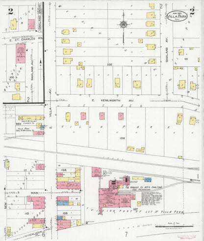 Sanborn Fire Insurance Map from Villa Park, Du Page County, Illinois (1925), Sheet #0002 - Complete Map Set gallery image, historic Sanborn map, vintage wall art, Illinois Illinois
