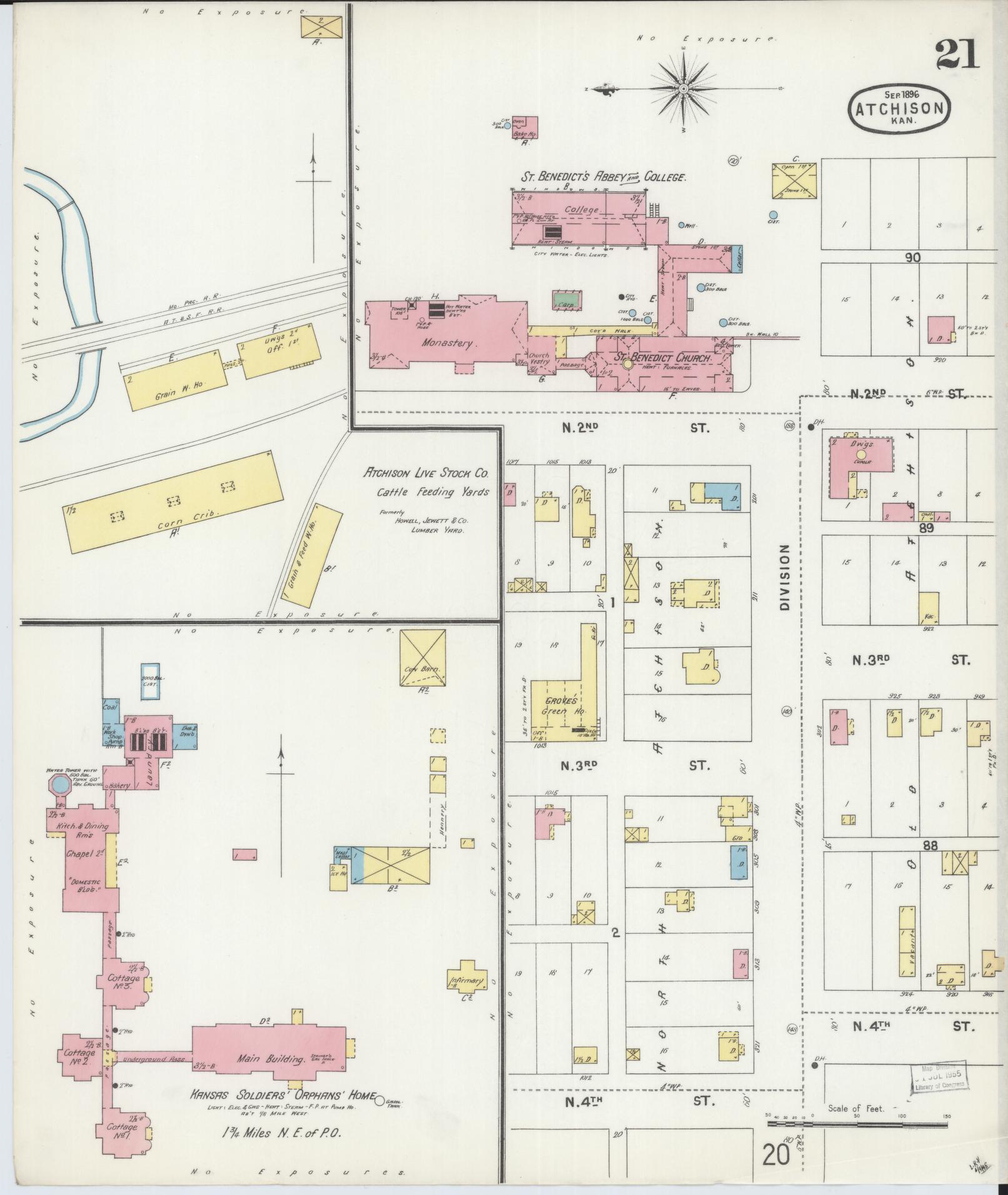 Sanborn Fire Insurance Map from Atchison, Atchison County, Kansas (1896), Sheet #0021 - Complete Map Set gallery image, historic Sanborn map, vintage wall art, Kansas Kansas