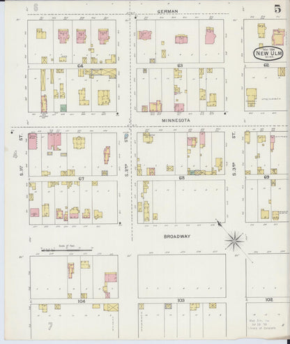 Sanborn Fire Insurance Map from New Ulm, Brown County, Minnesota (1894), Sheet #0005 - Complete Map Set gallery image, historic Sanborn map, vintage wall art, Minnesota Minnesota