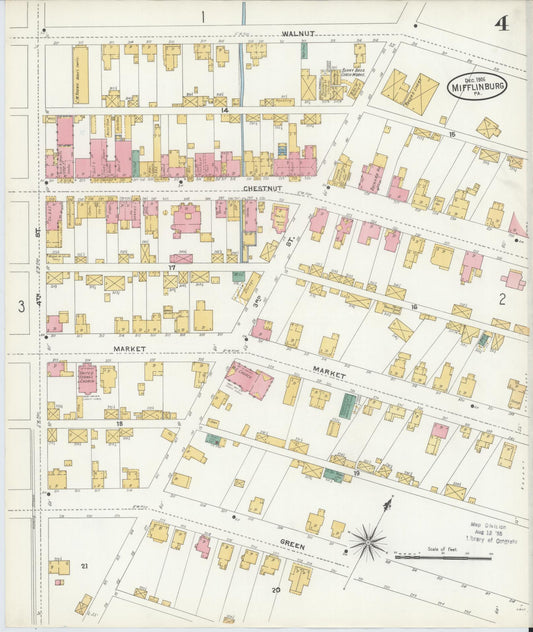 Sanborn Fire Insurance Map from Mifflinburg, Union County, Pennsylvania (1906), Sheet #0004 - Historic Sanborn Fire Insurance Map Print, vintage old map wall art, antique decor, genealogy gift, Pennsylvania Pennsylvania map