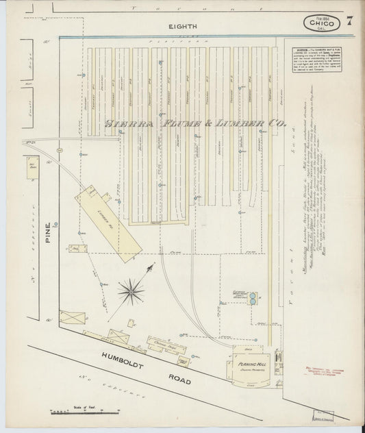 Sanborn Fire Insurance Map from Chico, Butte County, California (1884), Sheet #0007 - Historic Sanborn Fire Insurance Map Print, vintage old map wall art, antique decor, genealogy gift, California California map