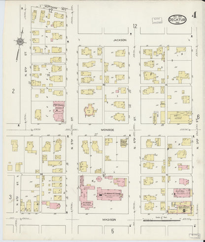 Sanborn Fire Insurance Map from Decatur, Adams County, Indiana (1914), Sheet #0004 - Historic Sanborn Fire Insurance Map Print, vintage old map wall art, antique decor, genealogy gift, Indiana Indiana map