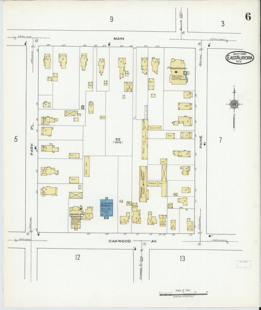 Sanborn Fire Insurance Map from East Aurora, Erie County, New York (1920), Sheet #0006 - Historic Sanborn Fire Insurance Map Print, vintage old map wall art, antique decor, genealogy gift, New York New York map