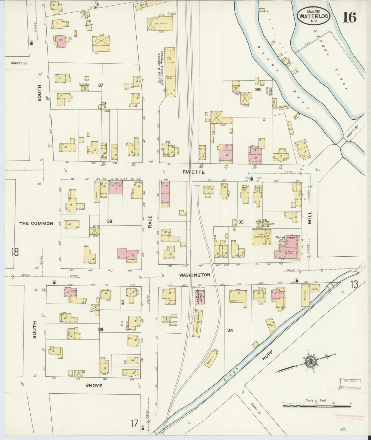 Sanborn Fire Insurance Map from Waterloo, Seneca County, New York (1911), Sheet #0016 - Complete Map Set gallery image, historic Sanborn map, vintage wall art, New York New York