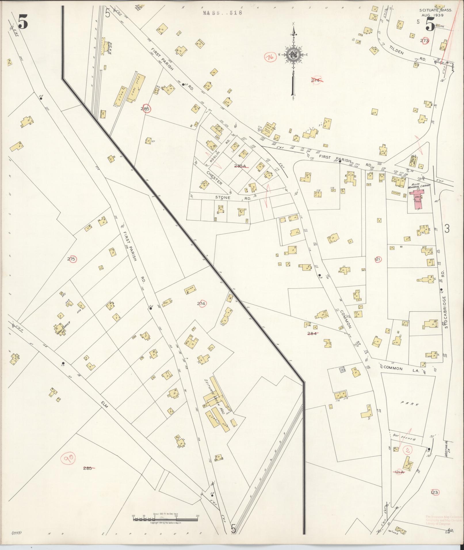 Sanborn Fire Insurance Map from Scituate, Plymouth County, Massachusetts (1944), Sheet #0005 - Complete Map Set gallery image, historic Sanborn map, vintage wall art, Massachusetts Massachusetts