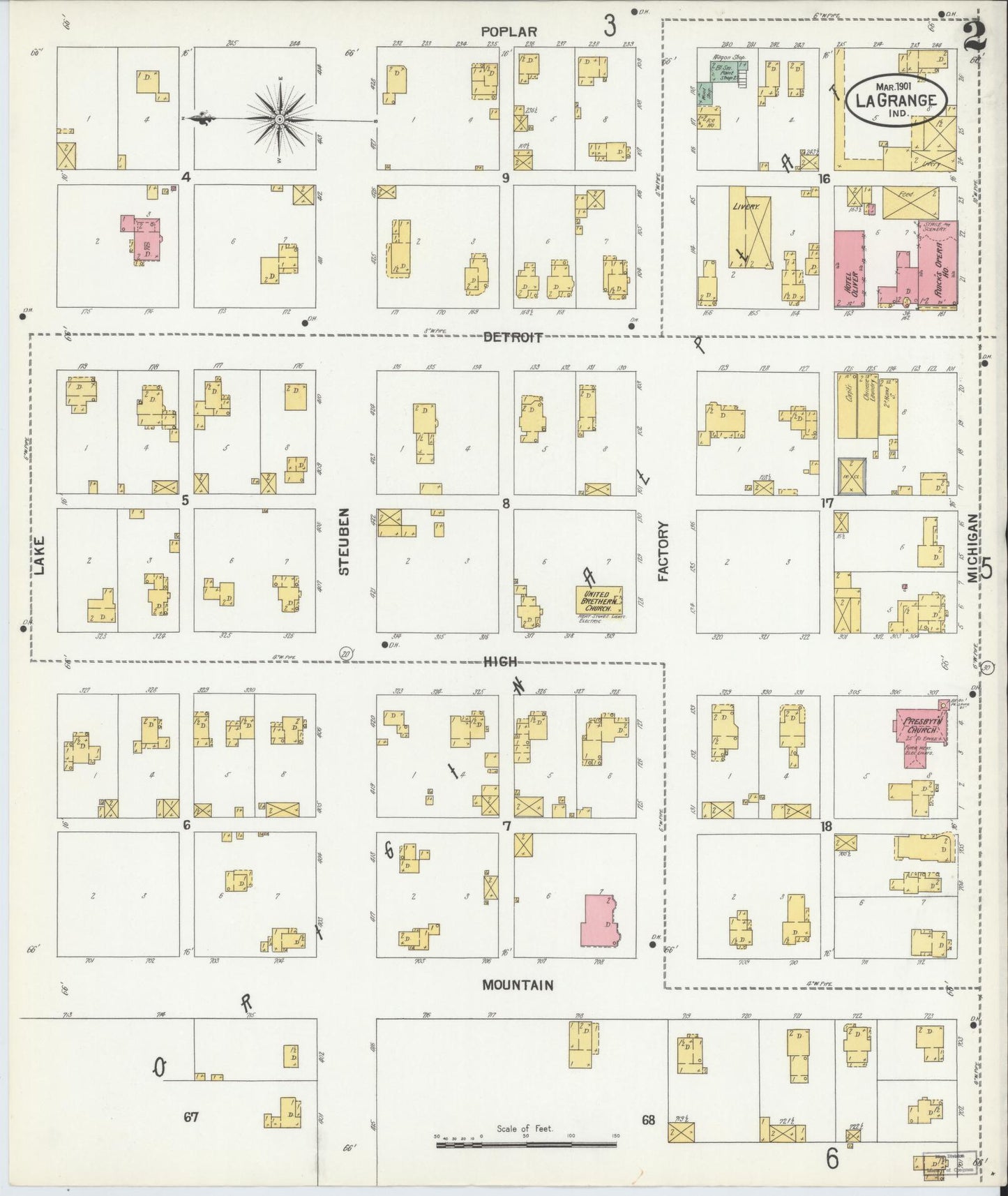 Sanborn Fire Insurance Map from Lagrange, LaGrange County, Indiana (1901), Sheet #0002 - Complete Map Set gallery image, historic Sanborn map, vintage wall art, Indiana Indiana