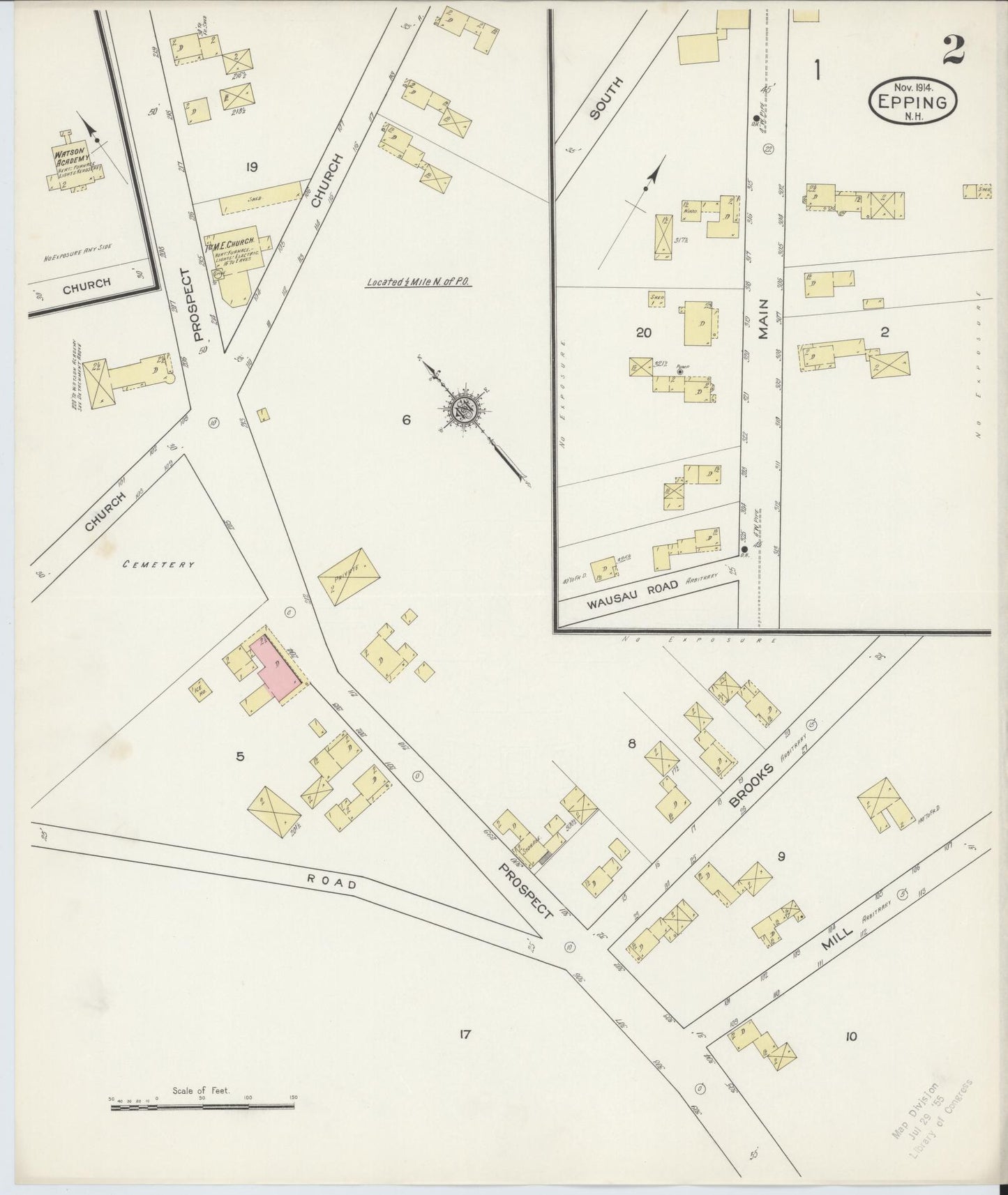 Sanborn Fire Insurance Map from Epping, Rockingham County, New Hampshire (1914), Sheet #0002 - Complete Map Set gallery image, historic Sanborn map, vintage wall art, New Hampshire New Hampshire