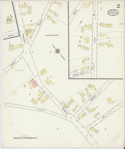 Sanborn Fire Insurance Map from Epping, Rockingham County, New Hampshire (1914), Sheet #0002 - Complete Map Set gallery image, historic Sanborn map, vintage wall art, New Hampshire New Hampshire