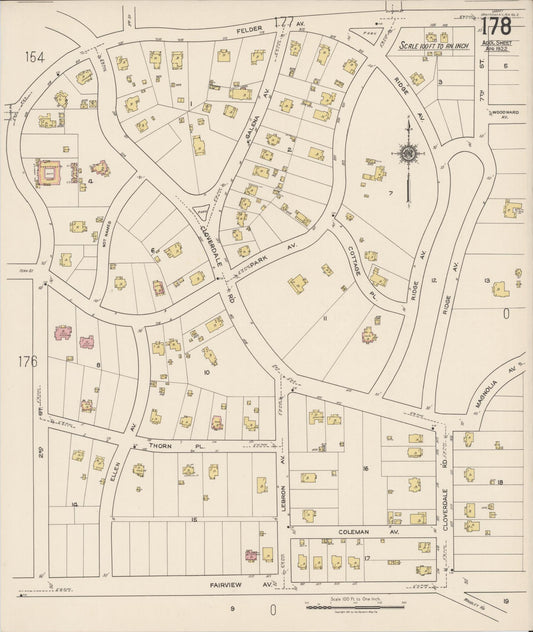 Sanborn Fire Insurance Map from Montgomery, Montgomery County, Alabama (1922), Sheet #0178 - Historic Sanborn Fire Insurance Map Print, vintage old map wall art, antique decor, genealogy gift, Alabama Alabama map