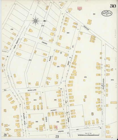 Sanborn Fire Insurance Map from Butler, Butler County, Pennsylvania (1906), Sheet #0030 - Complete Map Set gallery image, historic Sanborn map, vintage wall art, Pennsylvania Pennsylvania