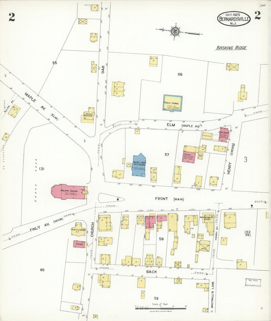 Sanborn Fire Insurance Map from Bernardsville, Somerset County, New Jersey (1923), Sheet #0002 - Historic Sanborn Fire Insurance Map Print, vintage old map wall art, antique decor, genealogy gift, New Jersey New Jersey map