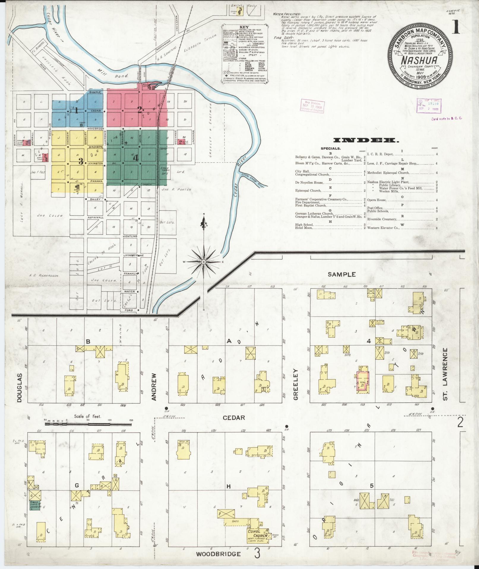Sanborn Fire Insurance Map from Nashua, Chickasaw County, Iowa. (1909) – Map View