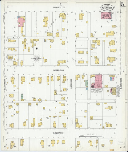 Sanborn Fire Insurance Map from Rushville, Schuyler County, Illinois (1900), Sheet #0005 - Historic Sanborn Fire Insurance Map Print, vintage old map wall art, antique decor, genealogy gift, Illinois Illinois map