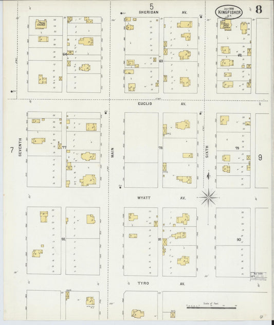 Sanborn Fire Insurance Map from Kingfisher, Kingfisher County, Oklahoma (1898), Sheet #0008 - Historic Sanborn Fire Insurance Map Print, vintage old map wall art, antique decor, genealogy gift, Oklahoma Oklahoma map