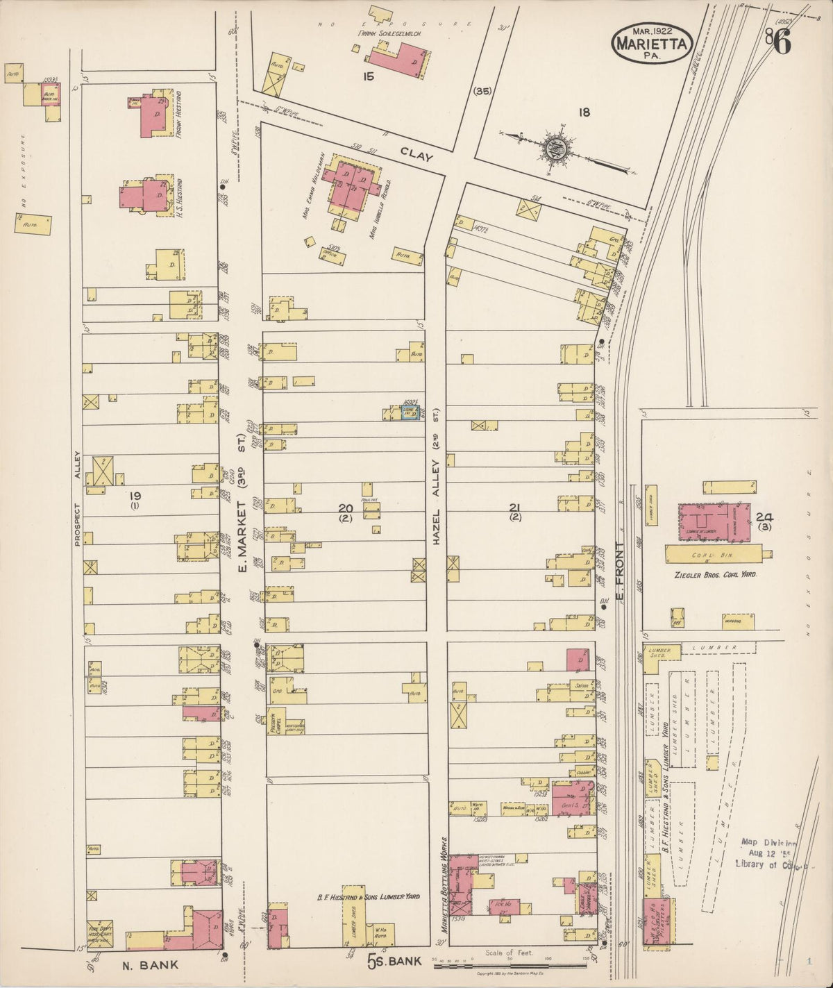 Sanborn Fire Insurance Map from Marietta, Lancaster County, Pennsylvania (1922), Sheet #0006 - Complete Map Set gallery image, historic Sanborn map, vintage wall art, Pennsylvania Pennsylvania
