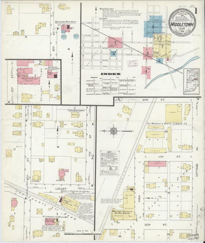 Sanborn Fire Insurance Map from Middletown, Henry County, Indiana (1914), Sheet #0001 - Complete Map Set gallery image, historic Sanborn map, vintage wall art, Indiana Indiana