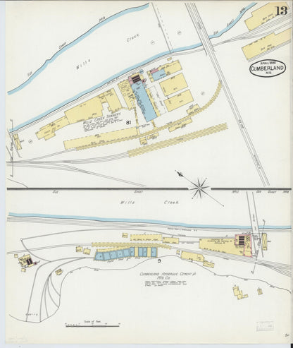 Sanborn Fire Insurance Map from Cumberland, Allegany County, Maryland (1892), Sheet #0013 - Complete Map Set gallery image, historic Sanborn map, vintage wall art, Maryland Maryland