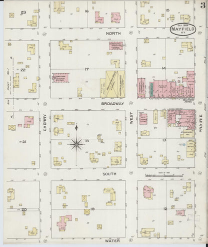 Sanborn Fire Insurance Map from Mayfield, Graves County, Kentucky (1886), Sheet #0003 - Complete Map Set gallery image, historic Sanborn map, vintage wall art, Kentucky Kentucky