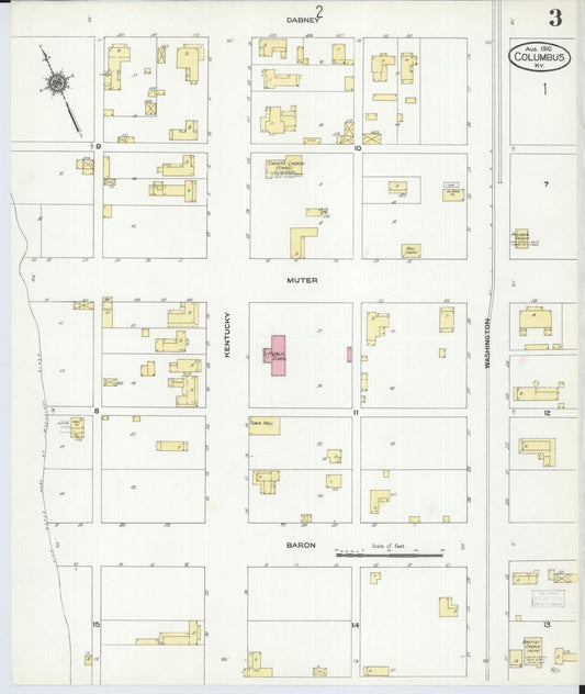 Sanborn Fire Insurance Map from Columbus, Hickman County, Kentucky (1910), Sheet #0003 - Historic Sanborn Fire Insurance Map Print, vintage old map wall art, antique decor, genealogy gift, Kentucky Kentucky map