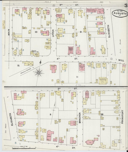 Sanborn Fire Insurance Map from Augusta, Bracken County, Kentucky (1890), Sheet #0003 - Complete Map Set gallery image, historic Sanborn map, vintage wall art, Kentucky Kentucky