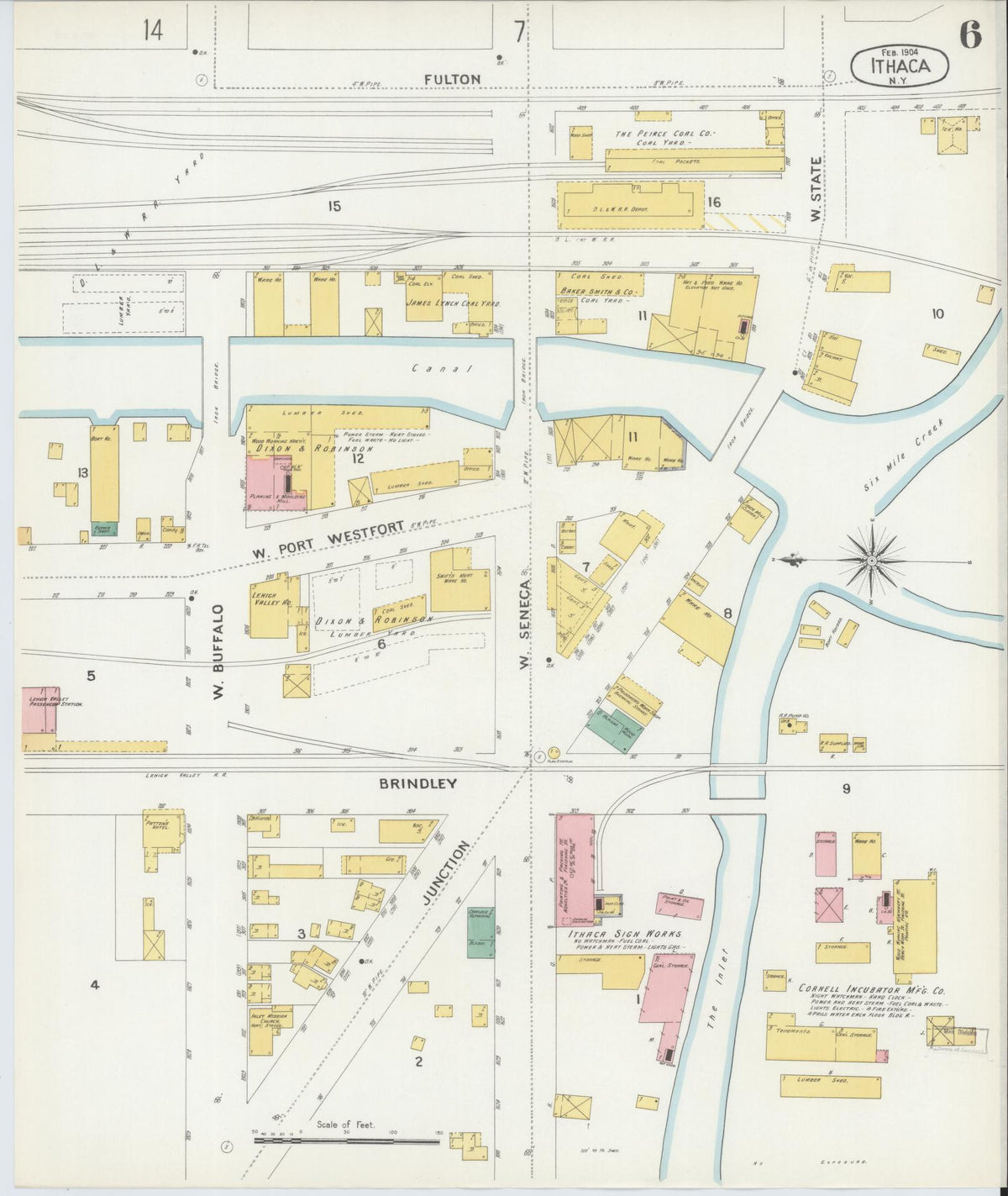 Sanborn Fire Insurance Map from Ithaca, Tompkins County, New York (1904), Sheet #0006 - Complete Map Set gallery image, historic Sanborn map, vintage wall art, New York New York