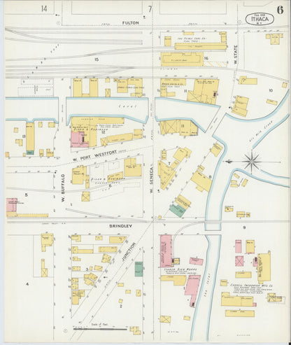 Sanborn Fire Insurance Map from Ithaca, Tompkins County, New York (1904), Sheet #0006 - Complete Map Set gallery image, historic Sanborn map, vintage wall art, New York New York