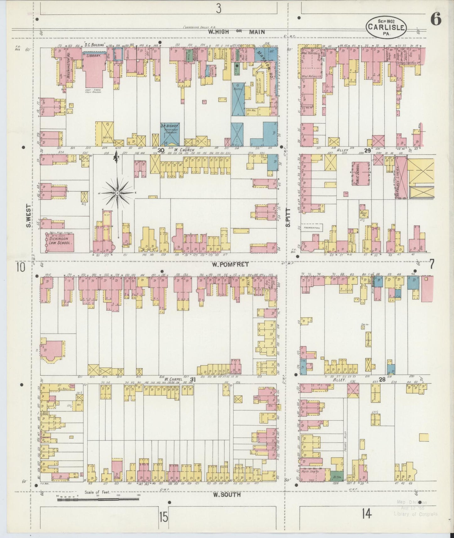 Sanborn Fire Insurance Map from Carlisle, Cumberland County, Pennsylvania (1902), Sheet #0006 - Historic Sanborn Fire Insurance Map Print, vintage old map wall art, antique decor, genealogy gift, Pennsylvania Pennsylvania map