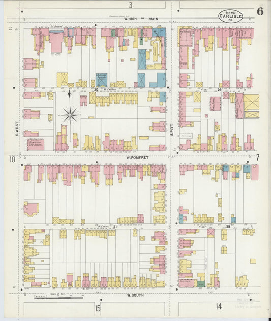 Sanborn Fire Insurance Map from Carlisle, Cumberland County, Pennsylvania (1902), Sheet #0006 - Historic Sanborn Fire Insurance Map Print, vintage old map wall art, antique decor, genealogy gift, Pennsylvania Pennsylvania map
