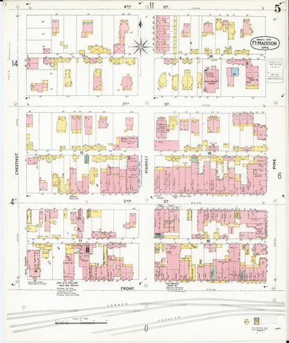 Sanborn Fire Insurance Map from Fort Madison, Lee County, Iowa (1900), Sheet #0005 - Historic Sanborn Fire Insurance Map Print