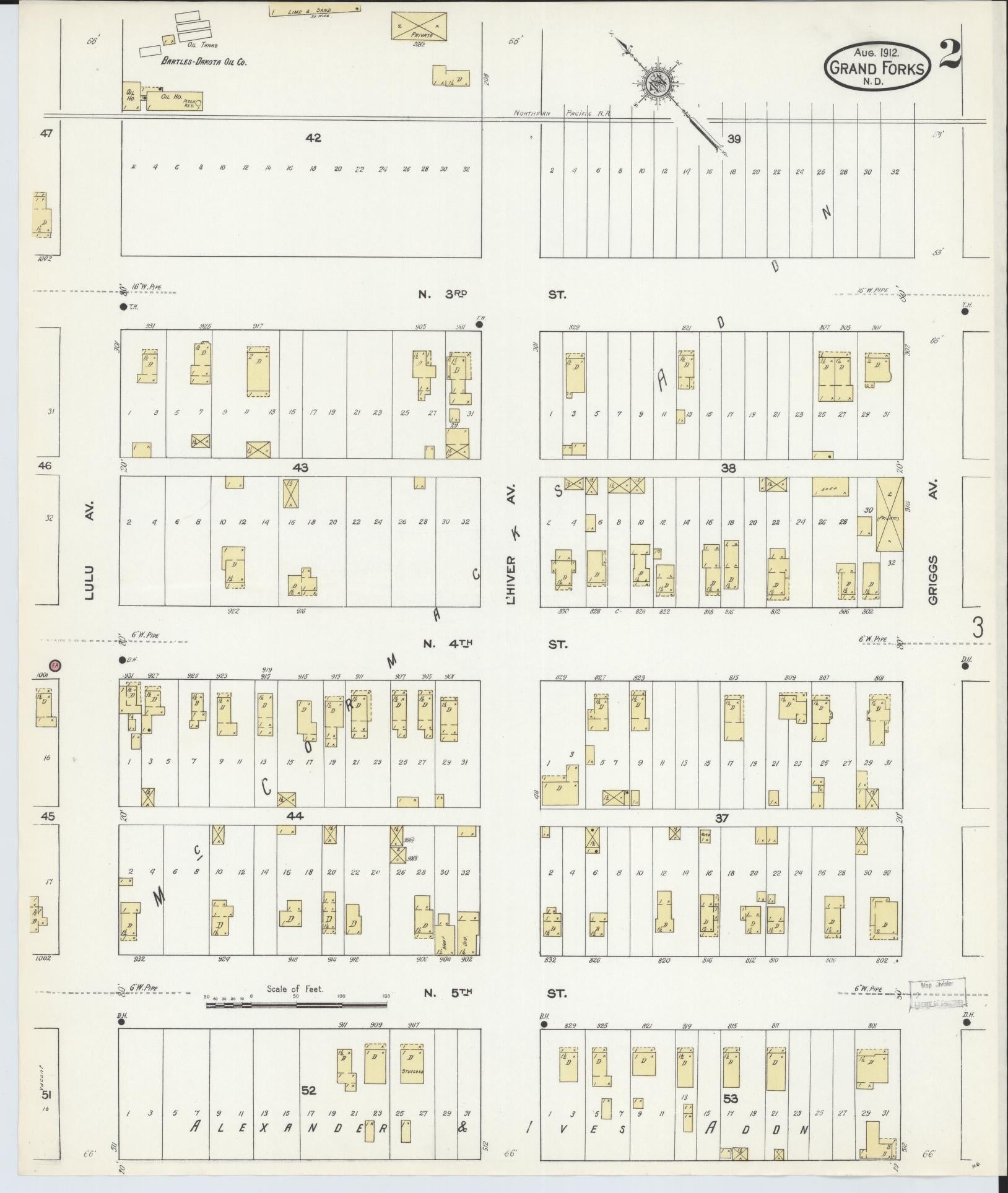 Sanborn Fire Insurance Map from Grand Forks, Grand Forks County, North Dakota (1912), Sheet #0002 - Historic Sanborn Fire Insurance Map Print, vintage old map wall art, antique decor, genealogy gift, North Dakota North Dakota map