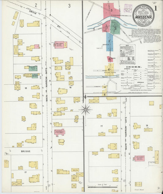 Sanborn Fire Insurance Map from Massena, St. Lawrence County, New York. (1905) – Historic Sanborn Fire Insurance Map Print